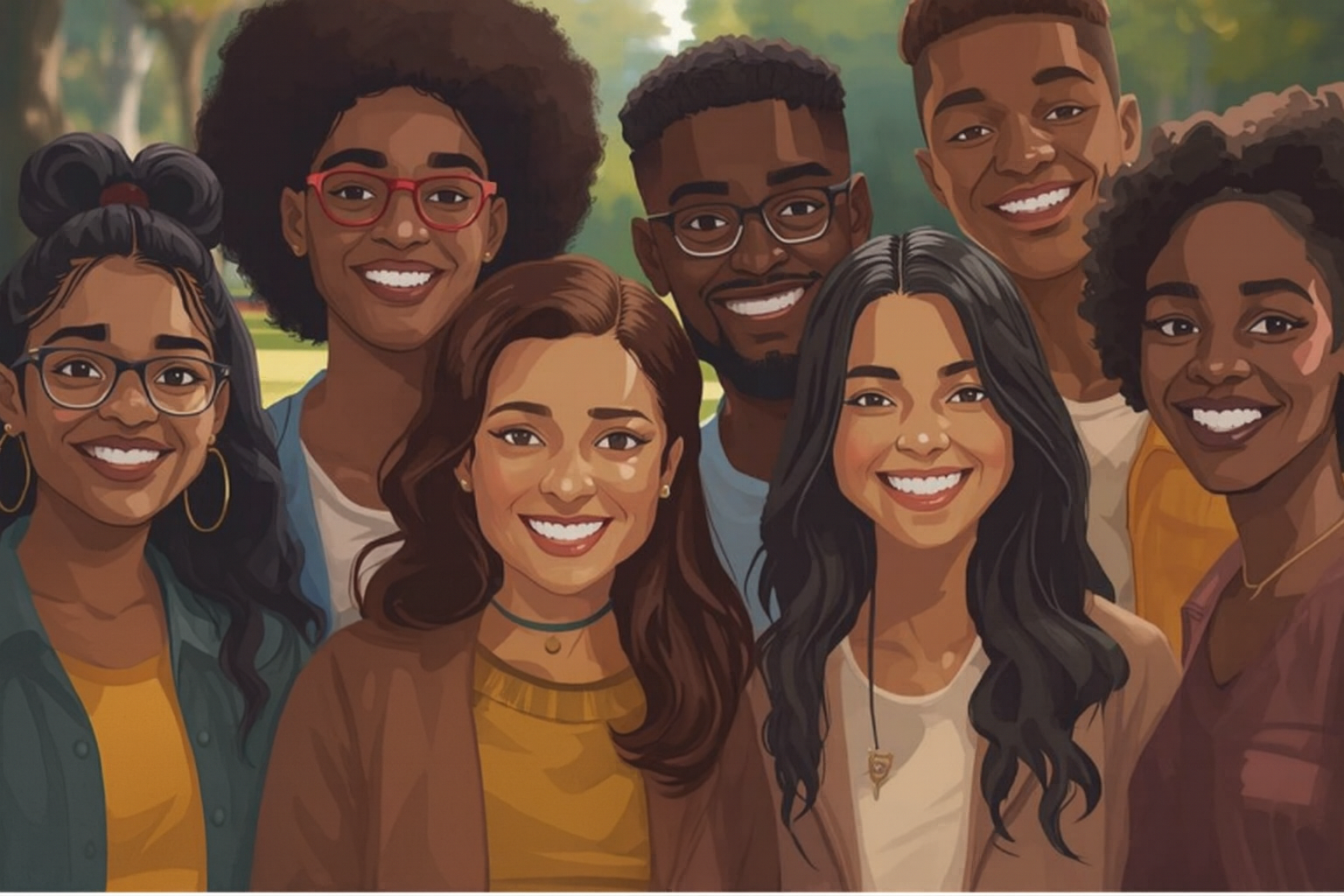 Group of smiling high-school students — Pathway Humanity